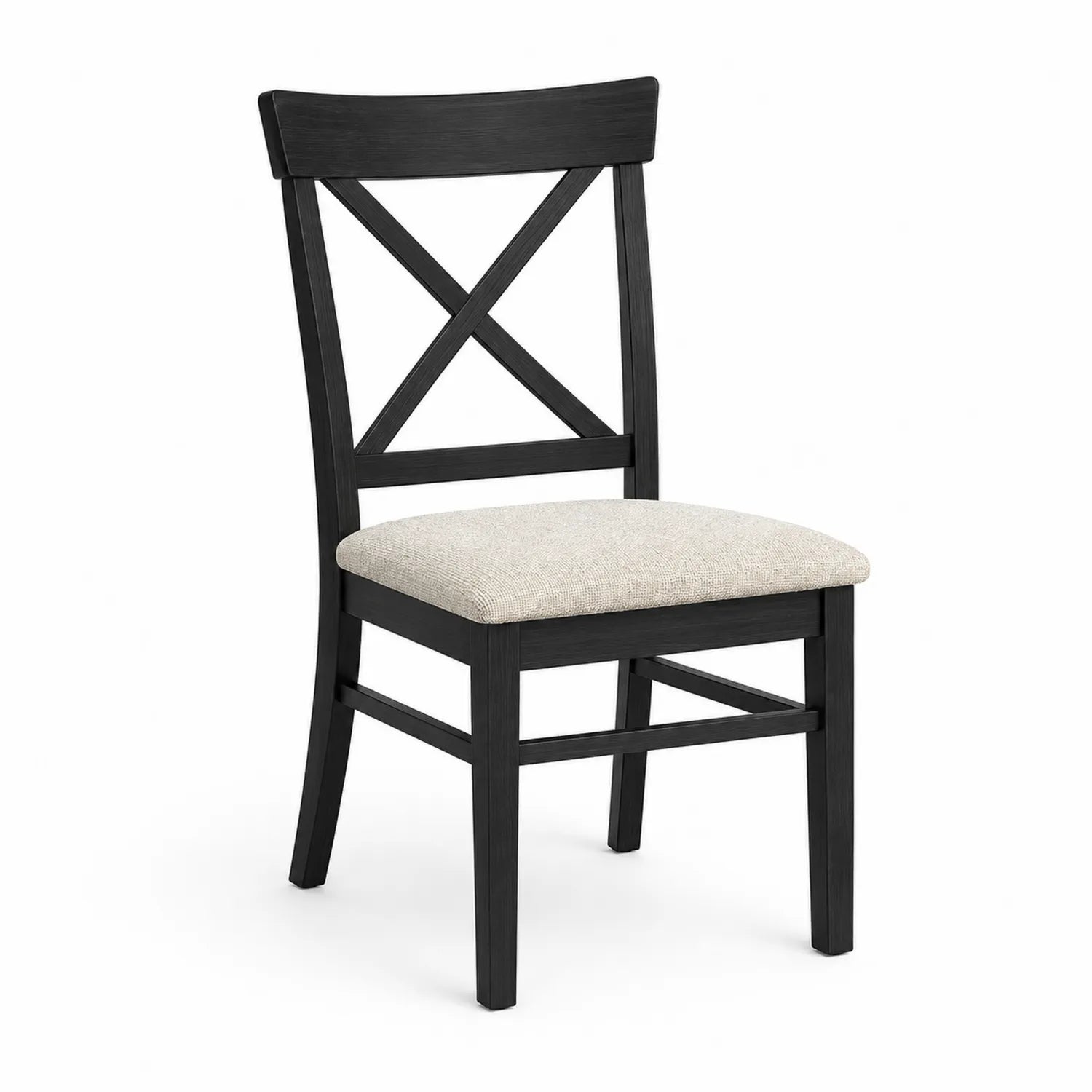 Esszimmerstuhl Holz Stoff Schwarz Beige 90cm