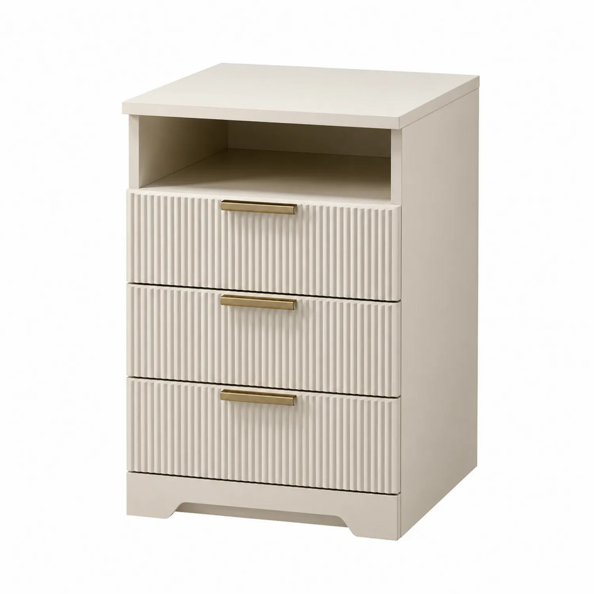 Beistelltisch aus MDF in Creme mit 3 Schubladen 55x40x35 cm