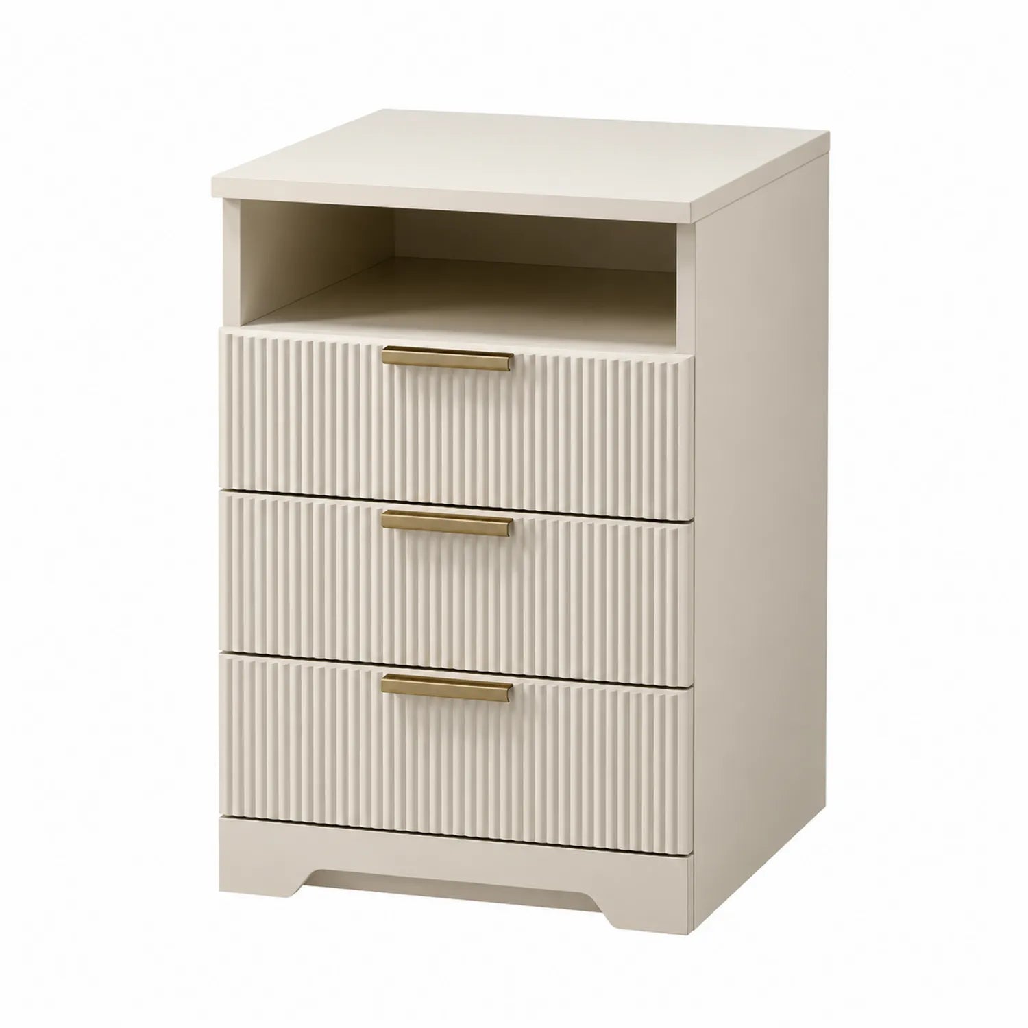 Beistelltisch aus MDF in Creme mit 3 Schubladen 55x40x35 cm