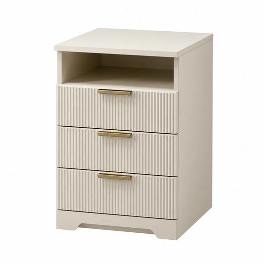 Beistelltisch aus MDF in Creme mit 3 Schubladen 55x40x35 cm