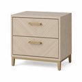 Nachttisch Holz Beige mit Metallgriffen und 2 Schubladen