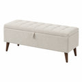 Sitzbank mit Stauraum Leinen Beige 120 cm