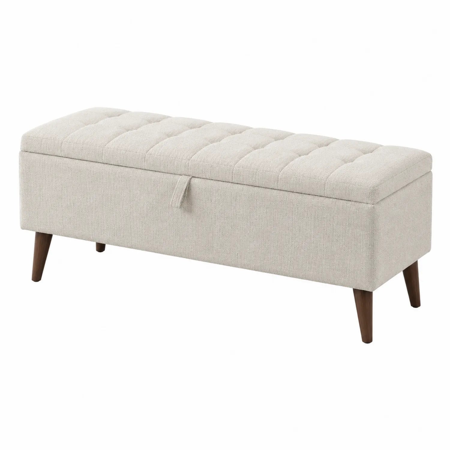 Sitzbank mit Stauraum Leinen Beige 120 cm