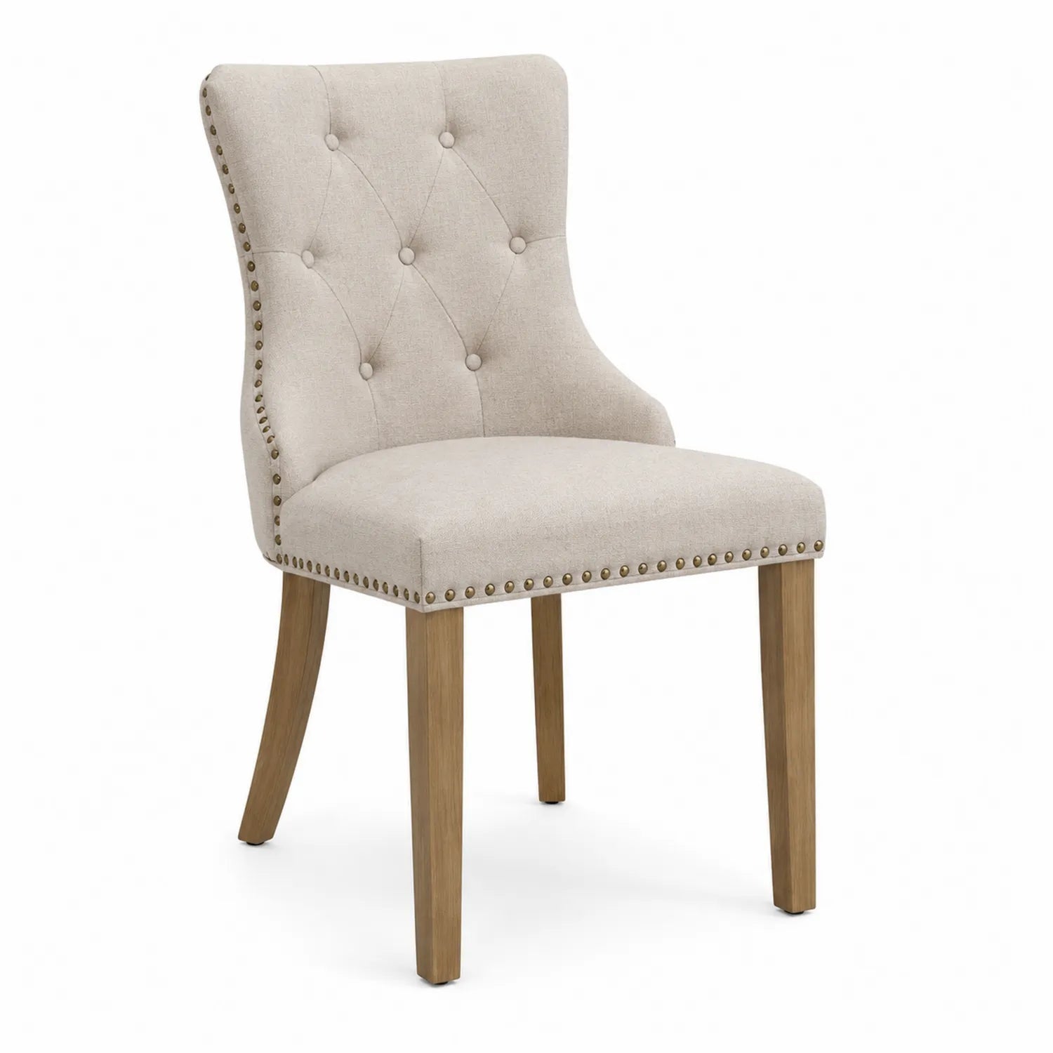 Esszimmerstuhl Leinen Beige mit Eichenbeinen