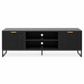 TV-Schrank aus MDF und Stahl in Schwarz mit Regalen