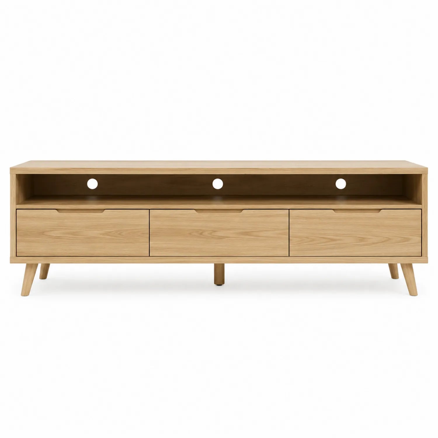 TV-Schrank aus Eichenholz mit 3 Schubladen und 2 Fächern Natur 180cm
