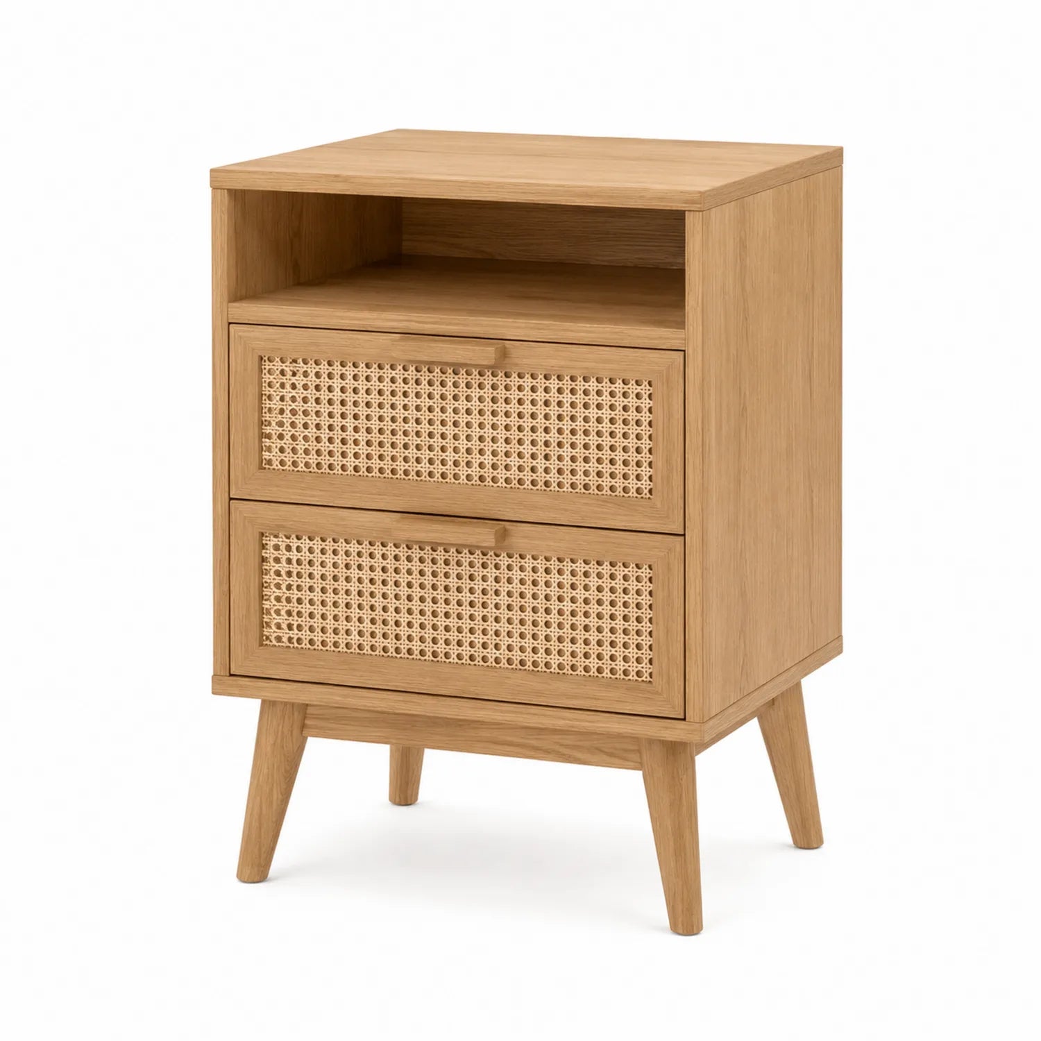 Holz-Nachttisch mit Rattan, 50x40x65 cm